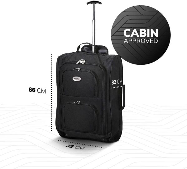 KEPLIN Cabin Approved Lightweight Travel Bag with Wheels, Hand Luggage Suitcase Trolley, Carry on Case, Flight Bag (Black) - Image 4