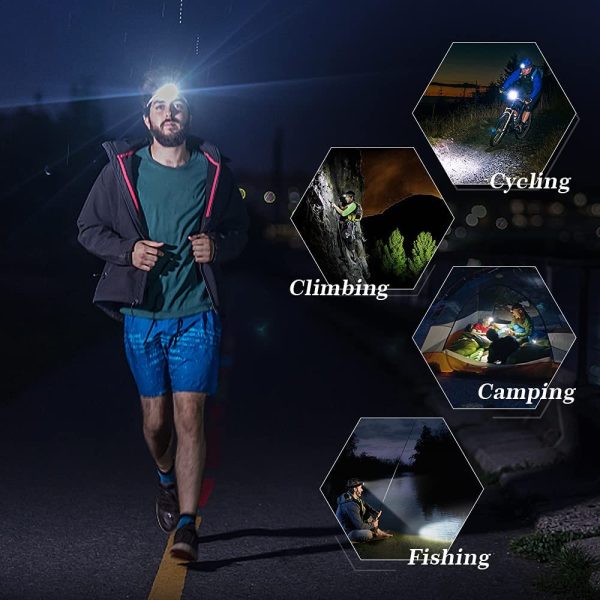 LED Head Torch, Head Lamp Rechargeable 1800mAh 1800 Lux Super Bright with 5 Light Modes Red Light&White Light IPX5 Waterproof Light Head Torch for Fishing, Camping, Cycling, Hunting, Hiking - Image 7