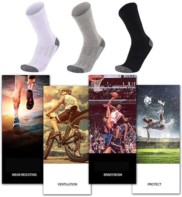 Men's Socks 3/6 Pairs Wicking Breathable Cushion Comfortable Casual Cotton Crew Socks Outdoor Multipack Performance Trekking Walking Hiking Sport Socks for Men and Women - Image 3