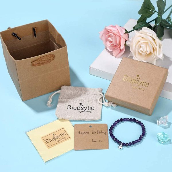 Giuesytic Gifts for 16 Year Old Girl Amethyst Bead Bracelet with Sterling Silver Heart Charm Sweet 16 Gifts for Girls with Card and Gift Box - Image 5