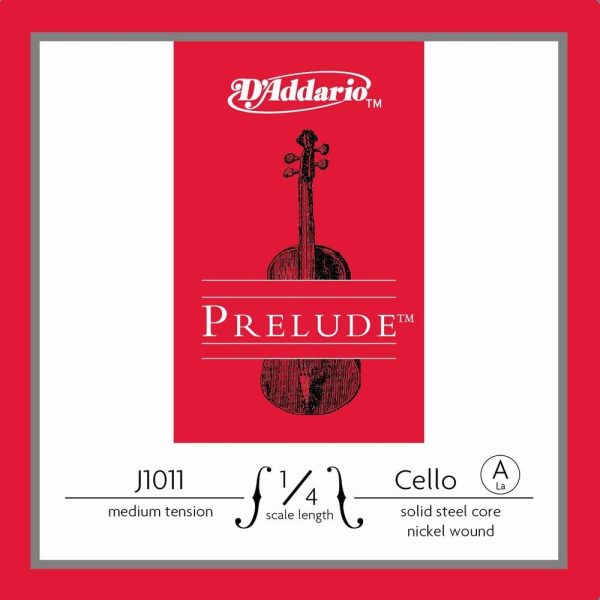 D'Addario J1011 1/4M Prelude 1/4 Scale Medium Tension Single A String for Cello