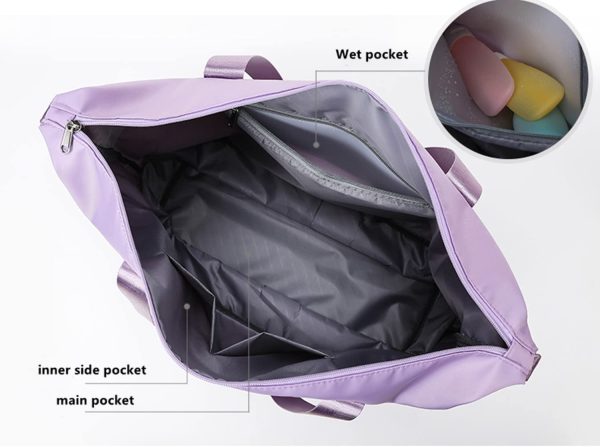 HJLIKE Travel Bag ,Large Duffle Bag Weekend Bag for Women Dry Wet Separation Overnight Bags Travel Holdall Bags Multifunctional Sports Gym Bag Expandable(25L or 36L) - Image 6