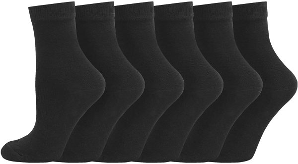 Boys Girls Childrens Kids Back to School 12 Pairs Cotton Rich Plain Ankle School Socks Sizes 0-2?, 3-5?, 6-8?, 9-12, 12?-3?, 4-5?.