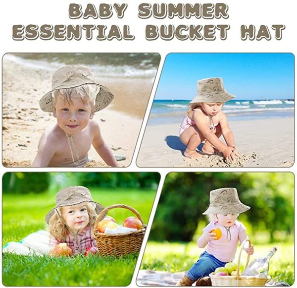 DRESHOW Baby Sun Hat Toddler Sun Protection Animal Cap Unisex Summer Bucket Hat with Chin Strap UPF 50+ - Image 4