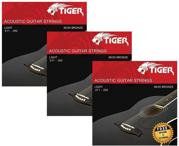 TIGER AGS-SL Acoustic Guitar Strings Super Light (.011-.052) Steel Strings for Acoustic Guitar - Image 3