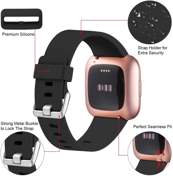 Oielai for Fitbit Versa 2 Strap/Fitbit Versa Strap, Silicone Sport Classic Replacement Straps Compatible with Fitbit Versa Lite/Fitbit Versa 2/Fitbit Versa for Women Men - Image 4