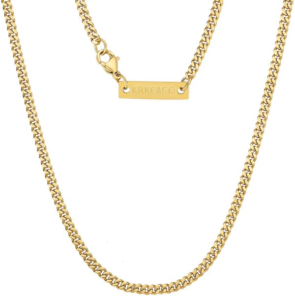 KRKC&CO Men's Necklace Chain, 18k Gold Plated Men's Link Chain, Men's Gold Chain Miami Cuban Link Chain Curb Chain, 3mm 5mm 6mm 9mm Mens Necklace - Image 4