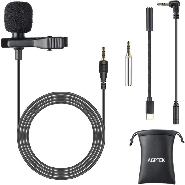 Lavalier Microphone, AGPTEK Clip-on Lapel Omnidirectional Condenser Mic with Wind Muff Type C 3.5mm Jack for Phone PC Laptop DSLR Camera Recording Interview, Podcast, Voice Dictation - Image 8