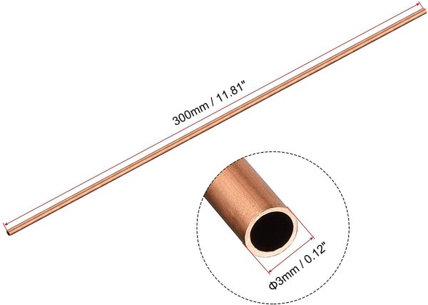 Copper Round Tube 3mm OD 0.25mm Wall Thickness 300mm Length Pipe Tubing 2 Pcs - Image 5