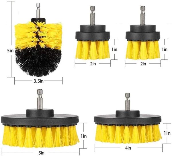 Drill Brushes Brush Attachment - 5 Pack Electric Drill Brush Kit - Great for Pool Tile, Bathroom Toilet, Ceramic Marble Car Automotive