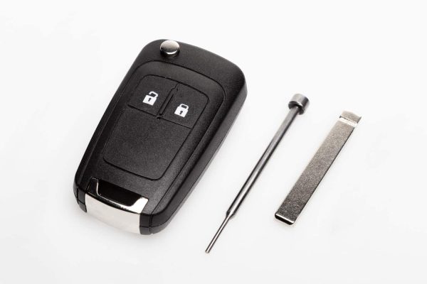 Bladeless Vauxhall style two button flip key case with pin removal tool and needle file for easy key repair - Image 4