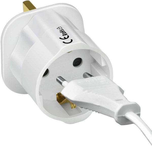 VGUARD European to UK Adapter, 1pack Plug Adaptor EU to UK Plug Adapter 2 Pin Plug Adaptor to 3 Pin for Travel or Electronic Device from France, Italy, Spain, Germany to UK - White - Image 5