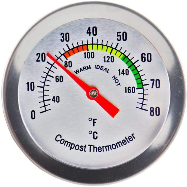 Compost Thermometer - Stainless Steel Dial Thermometer for Home and Backyard Composting - 50 mm Diameter C&F Dial, 295 mm Temperature Probe Compost Accelerator - Image 2