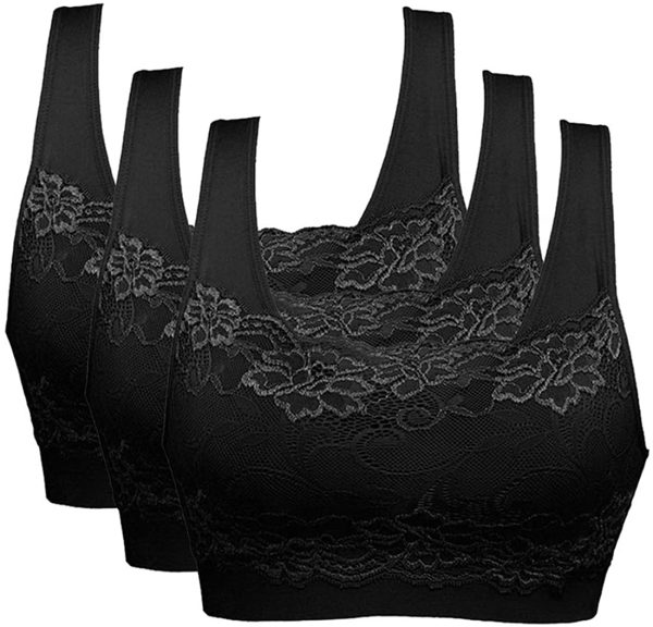 Litthing Women Sports Bra Seamless Comfortable Soft Breathable Ladies Lace Bras Removable Padded Tops Push up Underwear Packs for Yoga Fitness Exercise