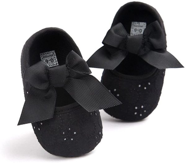 LACOFIA Baby Girls Princess Bowknot Anti-Slip Soft Sole Christening Shoes