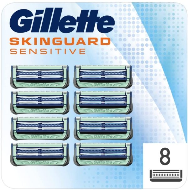 Gillette SkinGuard Sensitive Razor Blades Men, Pack of 8 Razor Blade Refills with Precision Trimmer, Fits Fusion Handles - Image 2