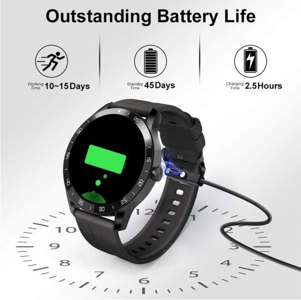 Blackview Smart Watch for Men, Full Touch Screen Fitness Trackers with Heart Rate Sleep Monitor, Fitness Watch with 5ATM Waterproof Pedometer Calorie Stopwatch, Sport Smartwatch for iOS Android Phones