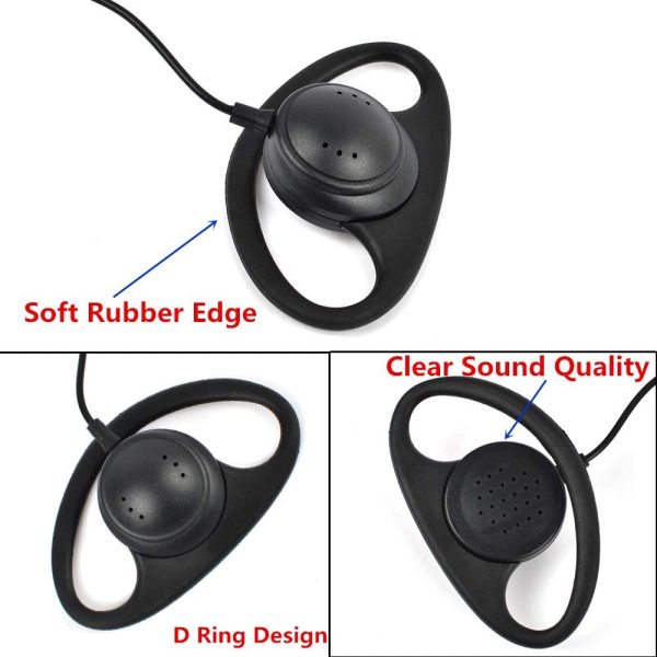 HYS D-Ring Walkie Talkie Earphone Earpiece D-Shape Headset Inline PPT for Police Security Compatible with Motorola CP040 CP140 Hytera Midland 2 Way Radio - Image 5