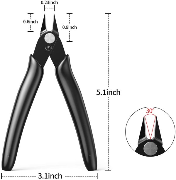 BOENFU Wire Cutters Electrical, Flush Cut, Cable Ties Cutters, Small Side Cutting Plier Diagonal Flush Cutter - Pack of 2 - Image 2