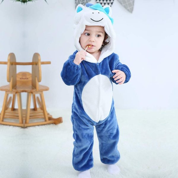 MICHLEY Baby Animal Hooded Romper Unisex Jumpsuit Soft Flannel Pajamas for 0-36 Months - Image 6