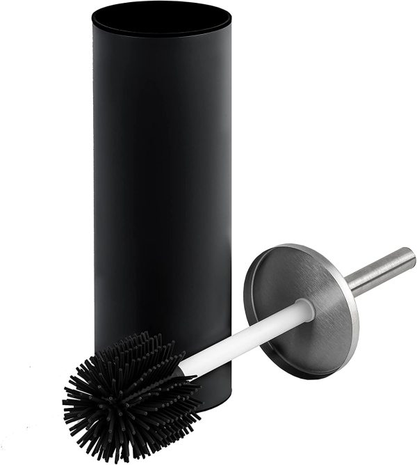 Epistar Toilet Brush and Holder | Silicone Brush Head | Stainless Steel Lid (Black) - Image 7