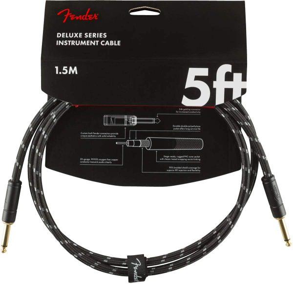 Fender Deluxe Series Instrument Cable - 5 ft ?C STR/STR ?C Black Tweed,1.5m,990820093 - Image 3