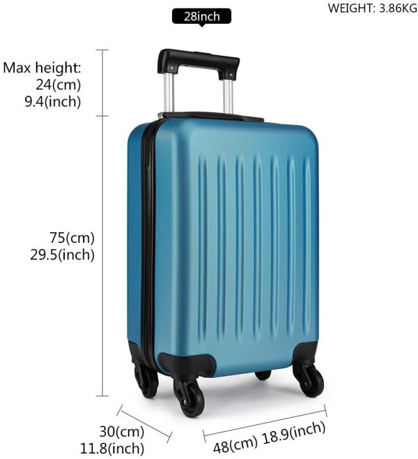 Kono Luggage Sets 3pcs Hard Shell Suitcases with 4 Spinner Wheels Light Weight ABS Travel Trolley Case 19?? 24?? 28?? (3 Pcs Set, Navy) - Image 2