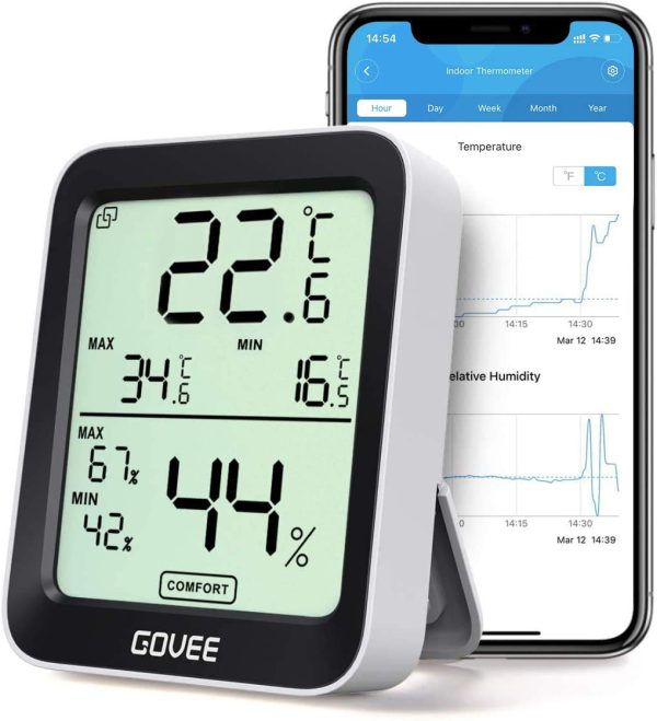 Govee Room Thermometer Hygrometer, Bluetooth Digital Indoor Temperature Humidity Sensor with Smart Alert and Data Storage, for Baby Home Cellar - Image 2