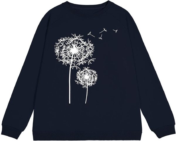 heekpek Sweatshirt Women Long Sleeve Tunic Tops Crewneck Jumper For Women Dandelion Shirt Print Sweatshirt Cotton Long Sleeves Tops Pullover Oversized Blouse - Image 3