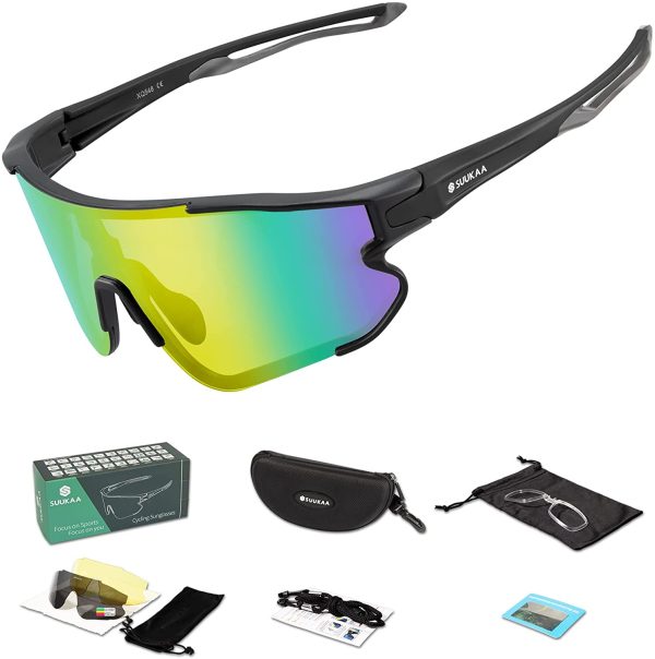 Cycling Polarised Glasses CE Authentic with 3 Interchangeable Lenses Wind and Fog Resistant Cycling Glasses Men's Women's Anti-UV Sports Sunglasses for Running, MTB and Running - Image 6