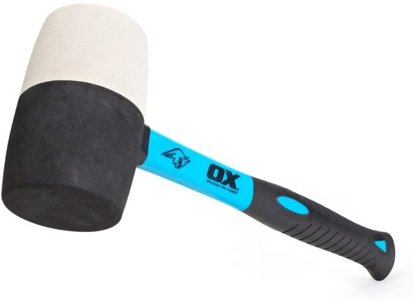 OX Combination Rubber Mallet - Non-Marking Rubber Mallet Hammer with Fibreglass Handle -Multi-Colour -  & OX OX-P103510 Builders Line - Pro Nylon Mason Line -Blue Twisted Nylon Line - 105 m