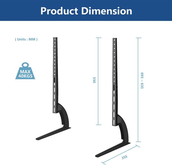 RFIVER Universal TV Stand Legs TV Feet for 20 to 65 inch LCD/LED/OLED/Plasma TVs, Table Top Replacement TV Stand Pedestal Riser for Flat&Curved Screen VESA up to 800x500mm - Image 3