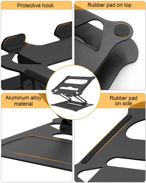 Laptop Stand for Desk, Foldable Laptop Riser, Portable Laptop Stand Adjustable Height with Heat-Vent, Compatible with Mac/Laptop/Tablet,Up to 17" - Image 6