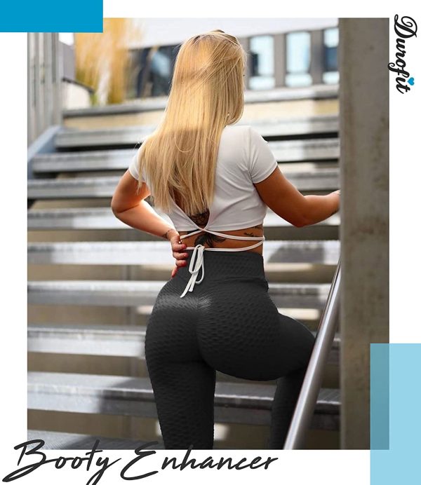 DUROFIT TIK Tok Scrunch Butt Leggings Women Honeycomb Bubble Texture Anti Cellulite Ruched Butt Lifting Push Up High Waist Yoga Pants Gym Sport