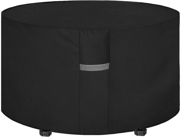 Dokon Garden Table Cover with Air Vent, Waterproof, Windproof, Anti-UV, Heavy Duty Rip Proof 600D Oxford Fabric Patio Set Cover, Garden Furniture Cover, Round (?128 x 71cm) - Black