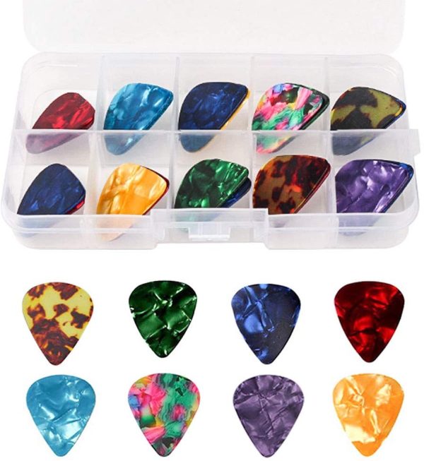 kuou Guitar Picks, 20 Pcs Guitar Plectrums Celluloid Pick for Acoustic, Electric, Bass Guitar including 0.46mm 0.71mm 0.96mm 1.2mm - Image 3