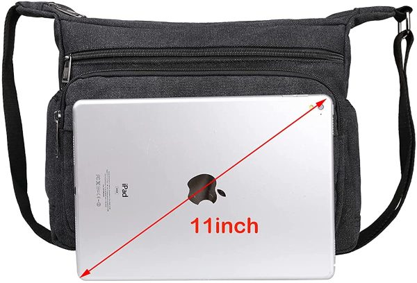 JAKAGO Waterproof Messenger Shoulder Bag Multi Pockets Crossbody Bag for for Men Women, Casual Travel Bag Canvas Handbag Briefcase for Working Shopping School Fishing Camping Hiking Daily Use - Image 4