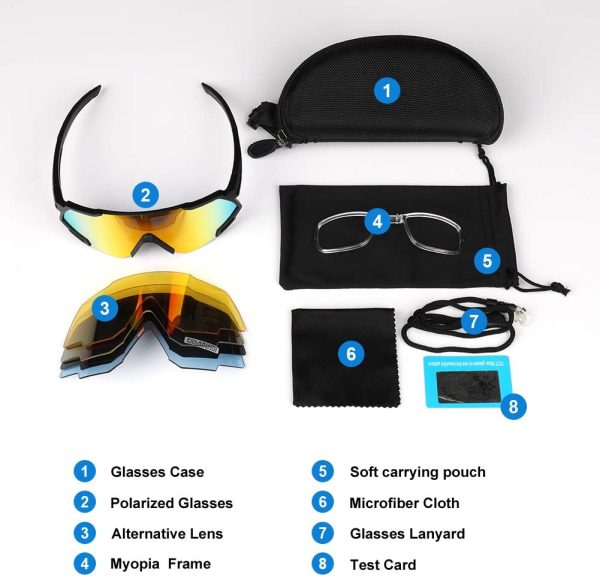 GARDOM Cycling Glasses Polarized for Men Women, Anti-UV Anti-blue Lights Sports MTB Sunglasses with 5 Interchangeable Colorful Lenses for Running Fishing Climbing Trekking Skiing Vacation - Image 5