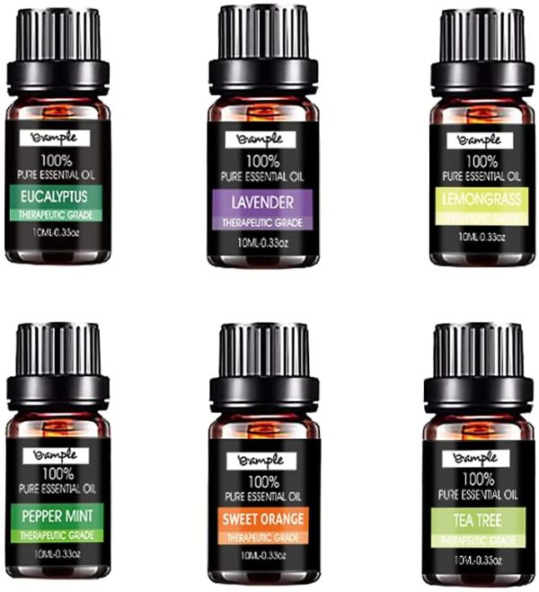 Essential Oils Set, by e.Ample 6Pcs Aromatherapy Oils, 100% Pure Diffuser Oils Therapeutic Grade Lavender, Sweet Orange, Tea Tree, Eucalyptus, Lemongrass - Image 6