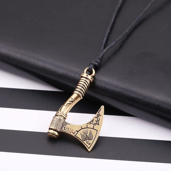 EUEAVAN Viking Raven Amulet Runes Axe Celtic Knot Talisman Pendant Necklace - Image 3