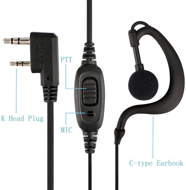 Retevis RE3120 Walkie Talkie Earpiece with Mic 2 Pin C-type Headset Compatible with 2 Way Radio RT24 RT28 RT22 RT622 RT27 RT617 RT618 RT619 BaoFeng BF-888S Kenwood Proster (2 pcs) - Image 5