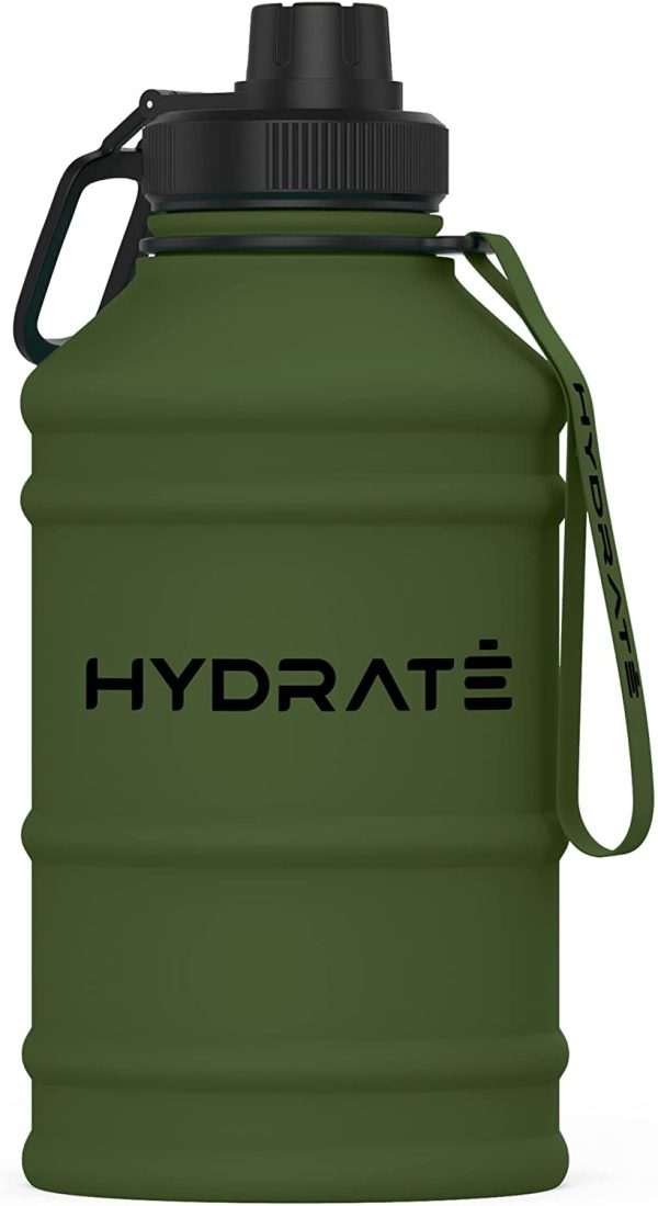 HYDRATE Stainless Steel 1.3 and 2.2 Litre Water Bottle Options - BPA-free Metal Gym Water Bottle - Convenient Nylon Carrying Strap and Leak-Proof Screw Cap - Image 3