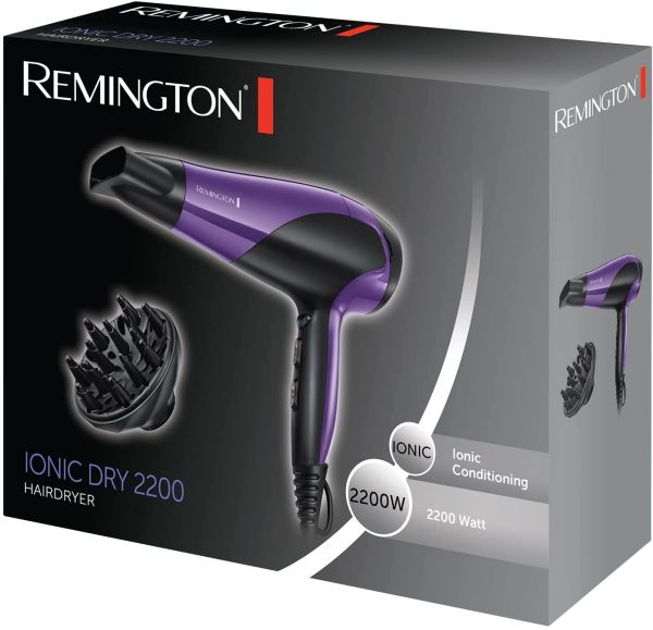 Remington D3190 Ionic Conditioning Hair Dryer for Frizz Free Styling with Diffuser and Concentrator Attachments, 2200 W - Image 4