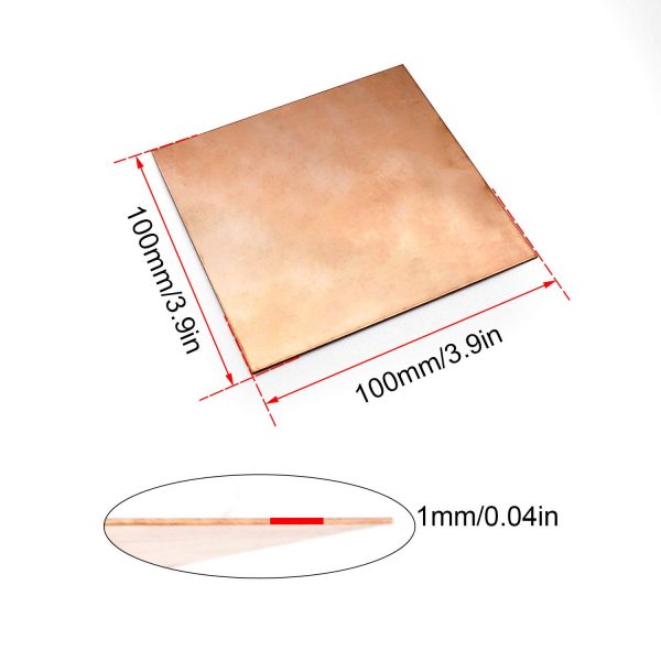 KLEHOPE Copper Sheet Plate, The Thickness of The Processable Copper Plates is 1mm, Metal Plate Content of Copper is as High as 99% (100 mm x 100 mm x 1 mm) - Image 6