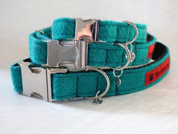 Harris Tweed Dog Collar - Jade - Image 2