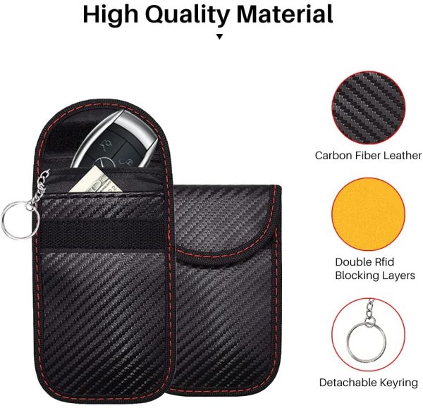 Faraday Pouch for Car Keys, 2PCS Car Key Signal Blocker Pouch, Faraday Bag for Keyless Car RFID Blocking, Anti-theft Remote Entry Smart Fobs Protection (2PCS black) A3XHPBB - Image 3