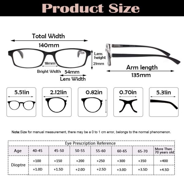 Reading Glasses 5 Pack Fashion Spring Hinge Readers Men & Women Comfortable Glasses for Reading (0.50, 5 Pack Mix Color) - Image 6