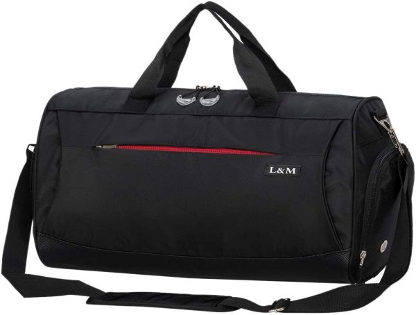 marcello Sports Gym Bag with Wet Pocket & Shoes Compartment Travel Duffel Bag Large Holdall Gear Bag for Men and Women (Black, L) - Image 5