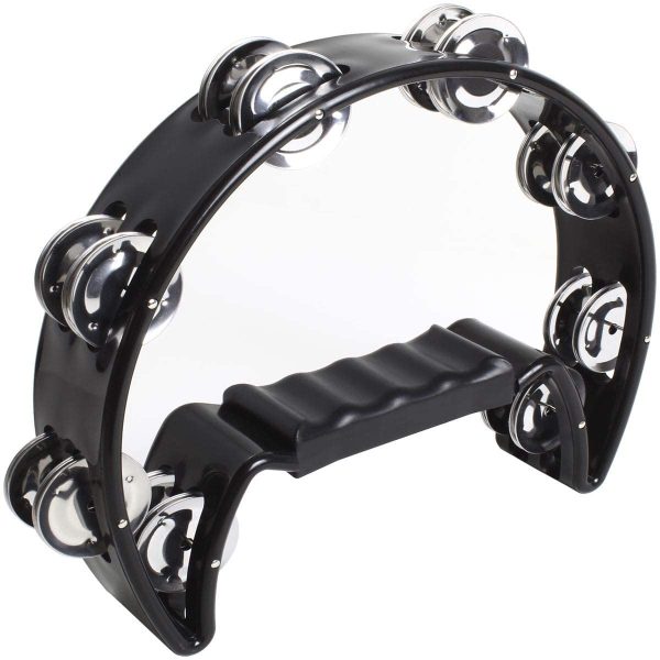 iGadgitz Xtra U6994 - Half Moon Hand Tambourine Double Cutaway Tambourine - Musicians, Singers, Music Classes, Bands - Black