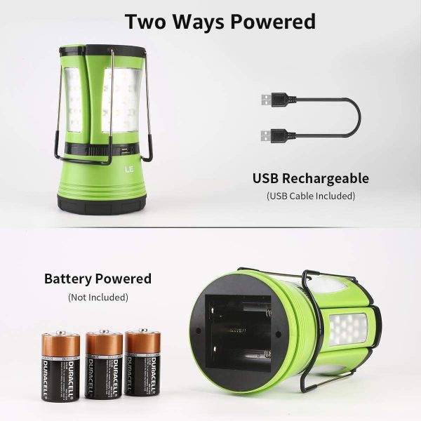 LE LED Camping Lantern with 2 Detachable Torches, USB Rechargeable and Battery Operated, 600 Lumen Tent Light, Outdoor Searchlight for Emergency, Hiking, Fishing, Power Cuts and More - Image 3